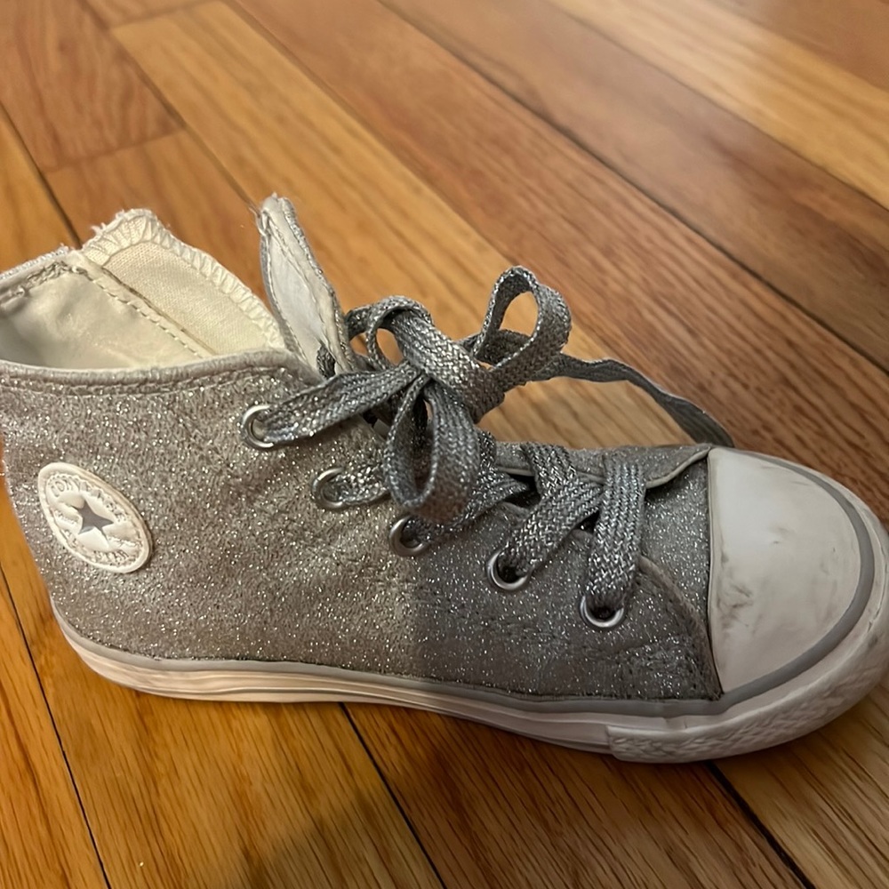 Silver glitter toddler converse
